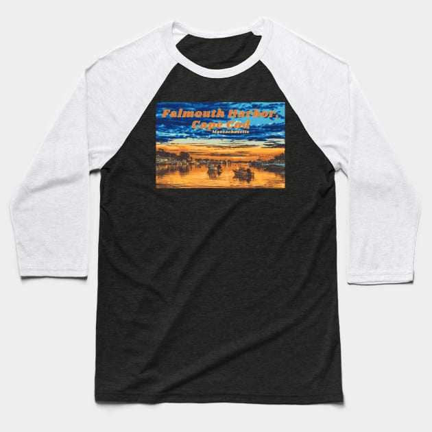 Falmouth Harbor, Cape Cod Baseball T-Shirt by Gestalt Imagery